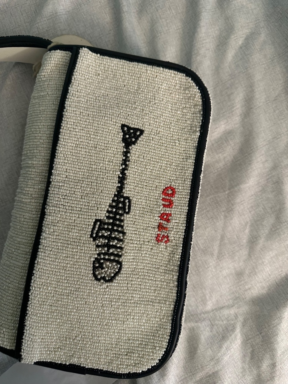 STAUD BEADED TOMMY BAG STAUDINES BLACK WHITE NWOT Limited Collection - Picture 8 of 11